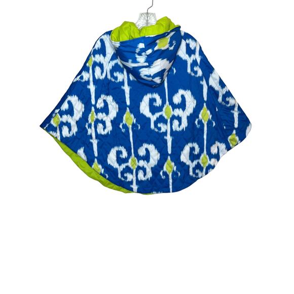 Curations Reversible Hooded Poncho Cape Jacket  M/L Blue - Picture 2 of 10